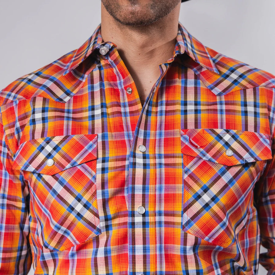 Camisa McAllen Cuadros Naranja/Azul 053