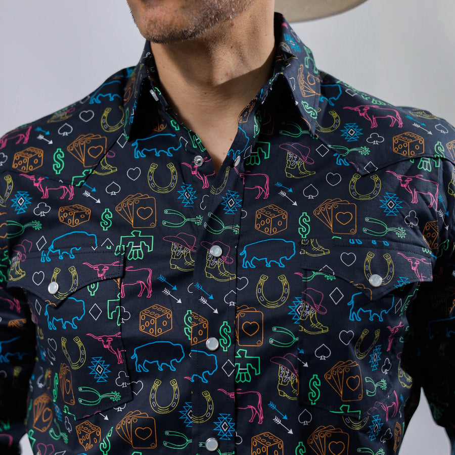 Camisa Panhandle Estampada Vegas Negro 031