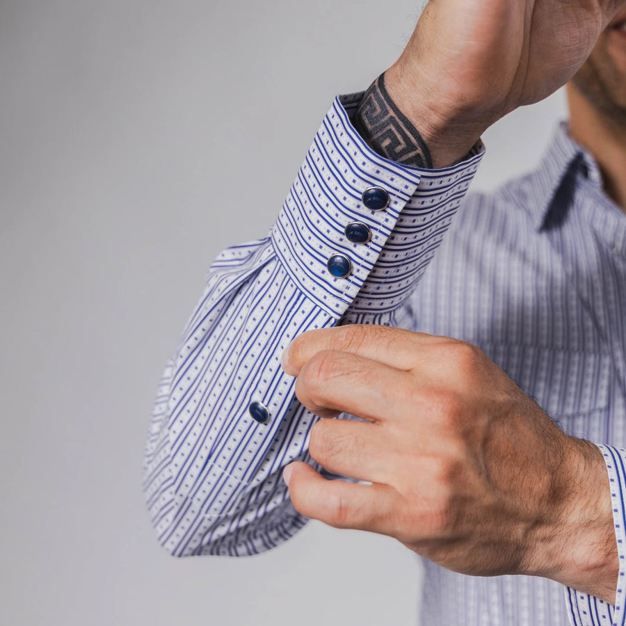 Camisa McAllen Estampada Corona Blanco/Azul 062
