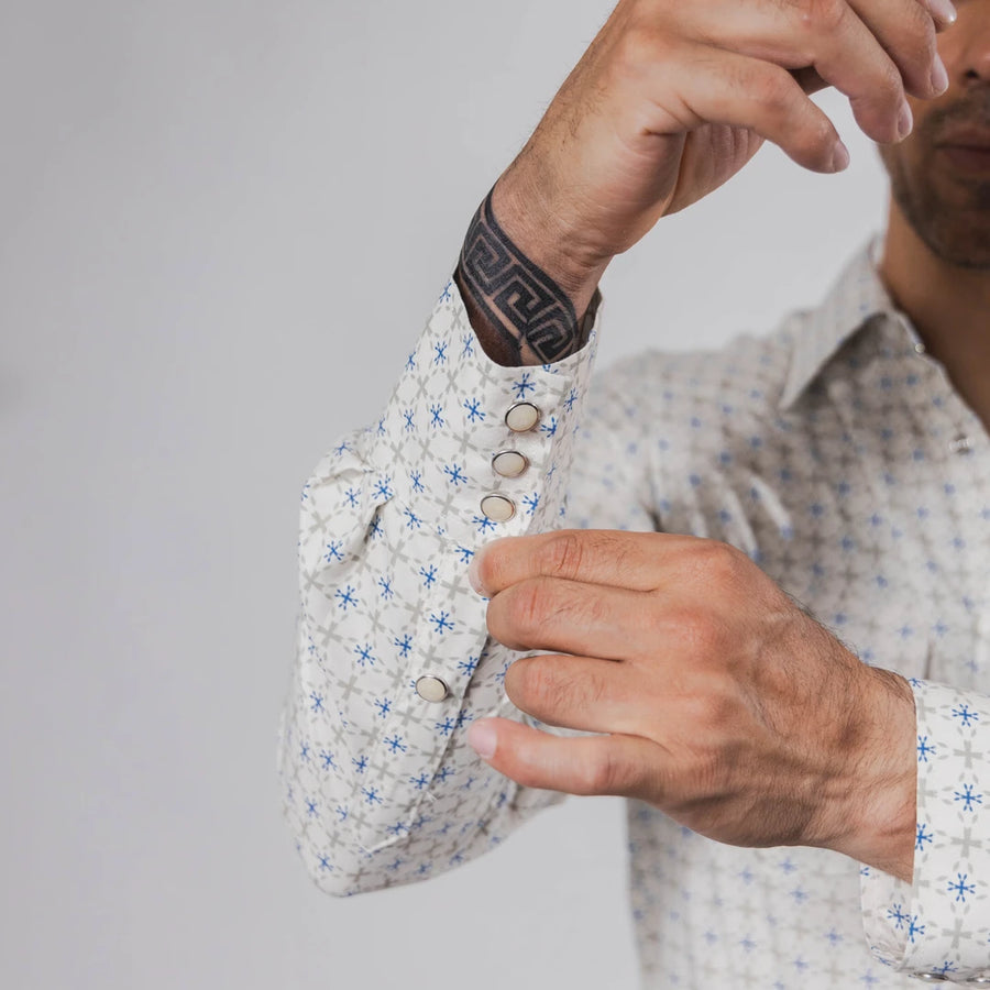 Camisa McAllen Estampada Beige/Azul 063