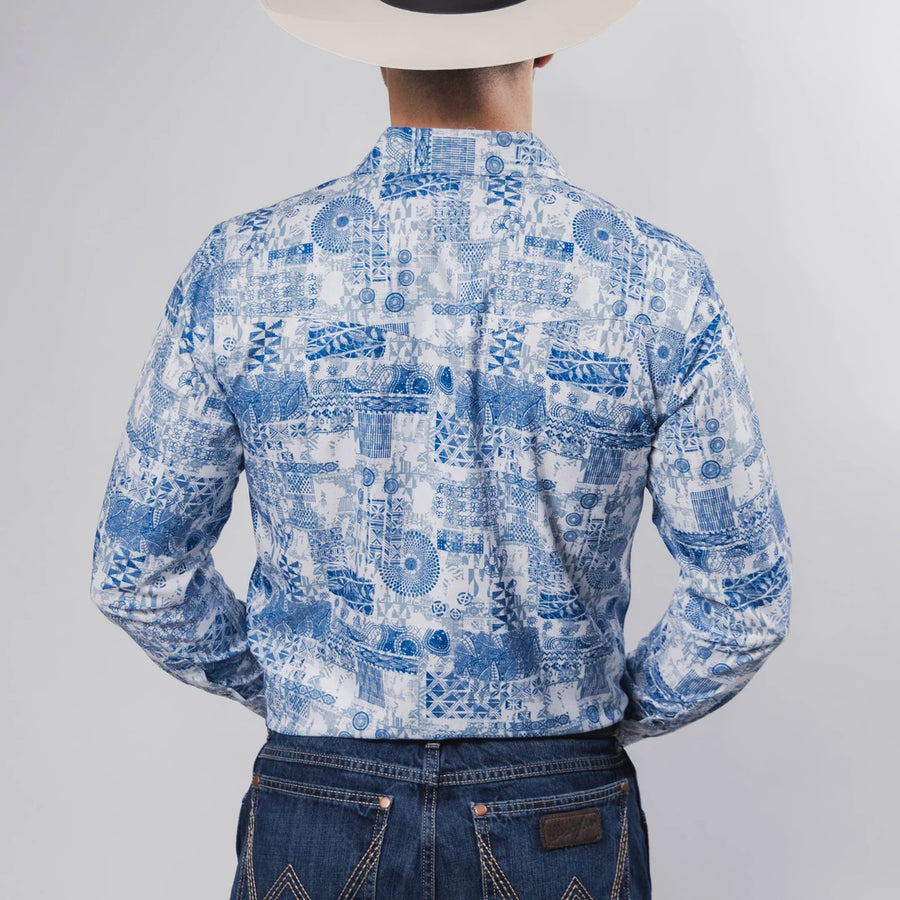 Camisa McAllen Estampada Atlanta Blanco/Azul 061