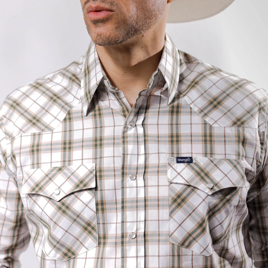 Camisa Wrangler Painted Cuadros Café/Verde 236