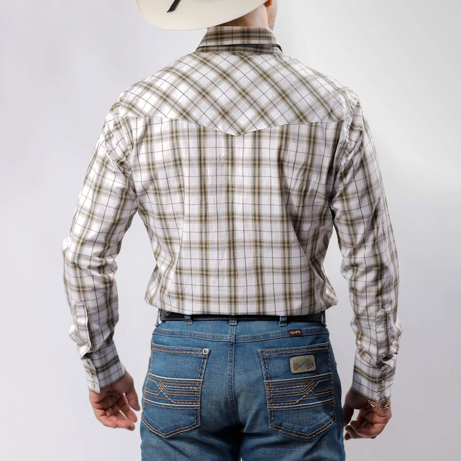 Camisa Wrangler Painted Cuadros Café/Verde 236