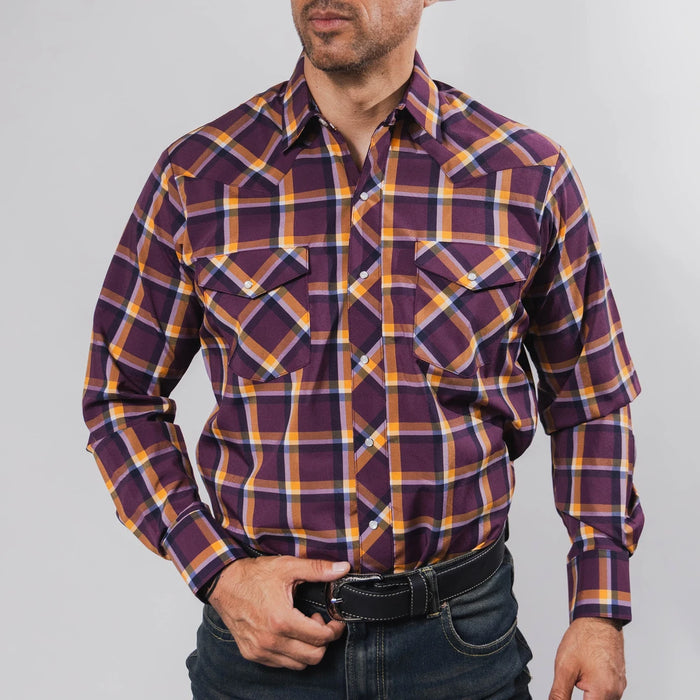 Camisa Hannover Cuadros Morado/Naranja 337