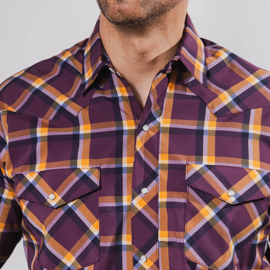 Camisa Hannover Cuadros Morado/Naranja 337