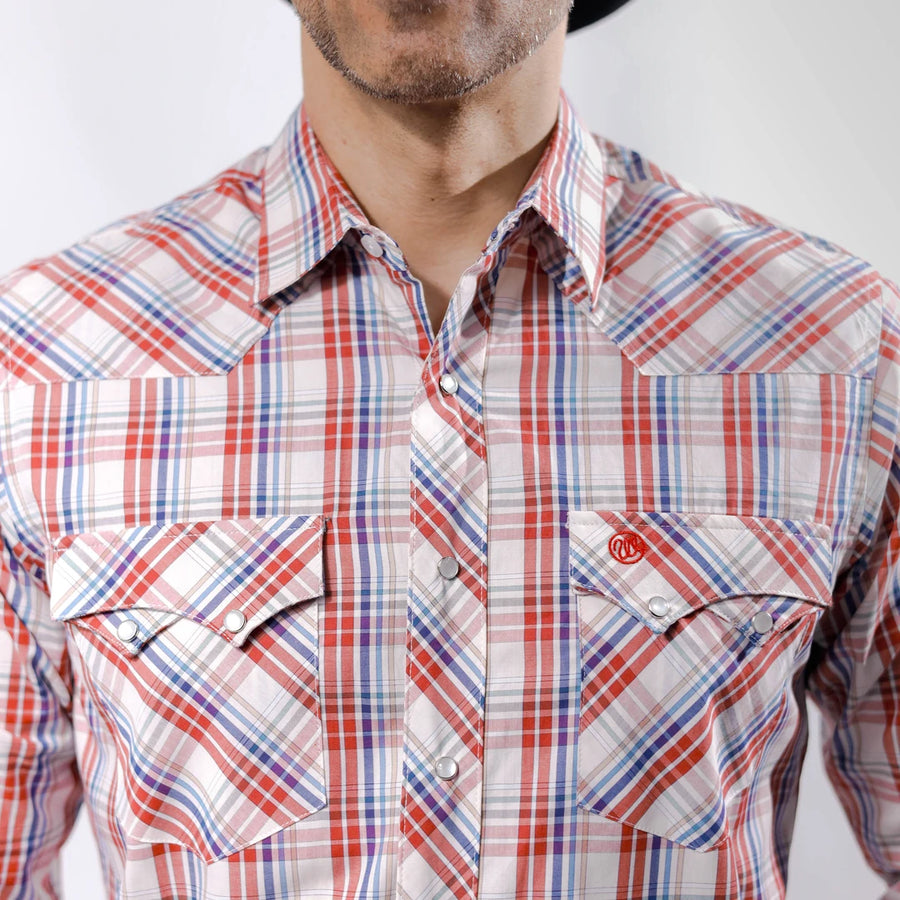 Camisa Wrangler West Cuadros Blanco/Rojo/Azul 239