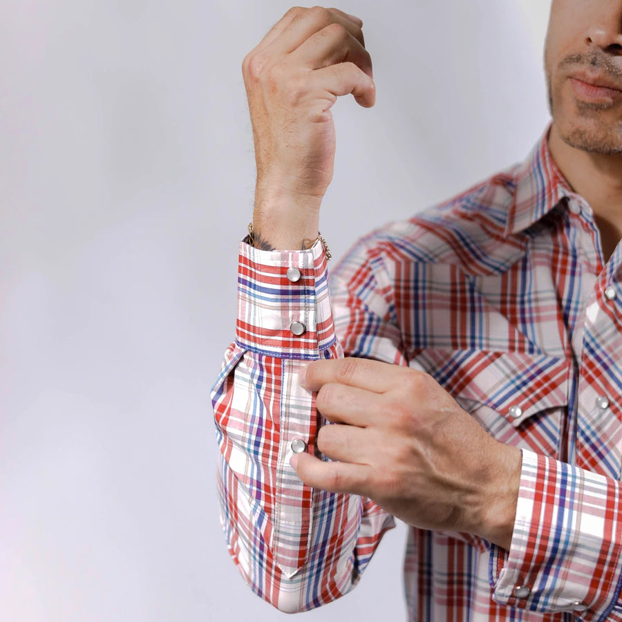 Camisa Wrangler West Cuadros Blanco/Rojo/Azul 239