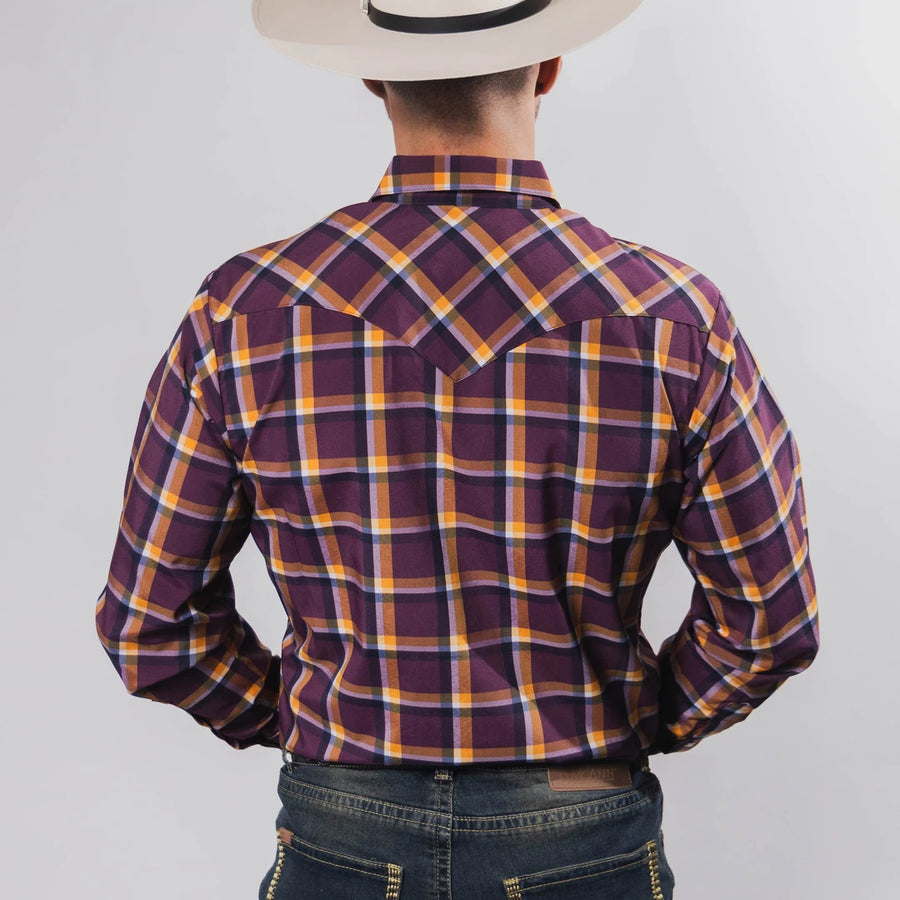 Camisa Hannover Cuadros Morado/Naranja 337