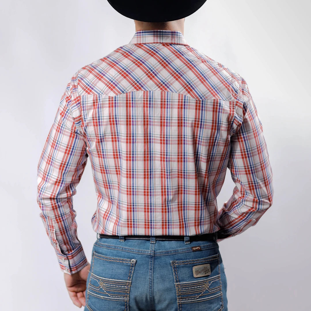 Camisa Wrangler West Cua Blanco/Rojo/Azul 239