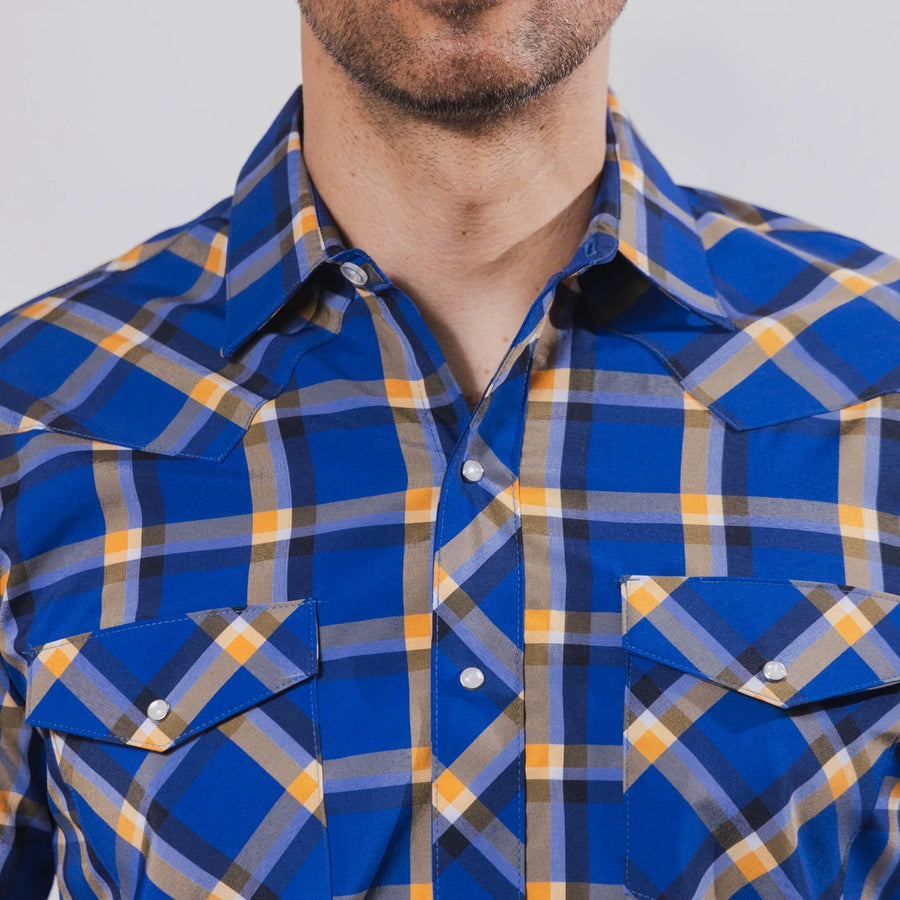 Camisa Hannover Cuadros Azul/Naranja 343