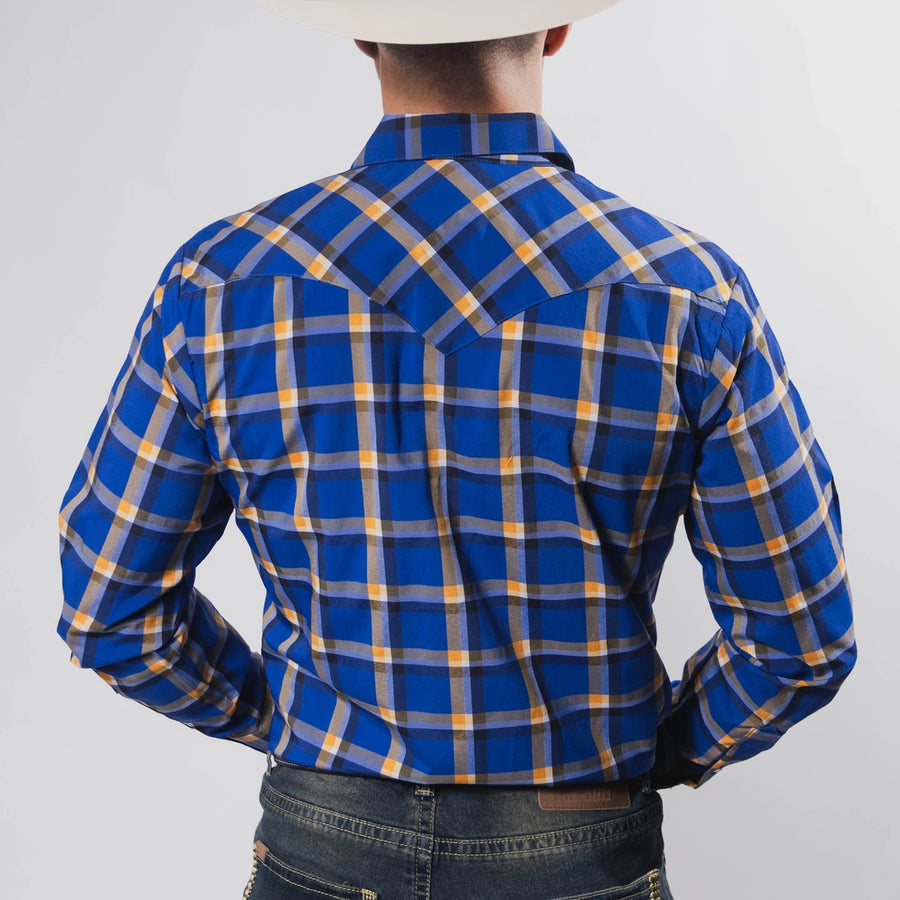 Camisa Hannover Cuadros Azul/Naranja 343