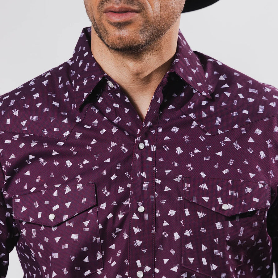 Camisa Hannover Estampada Punto Vino/Negro 348