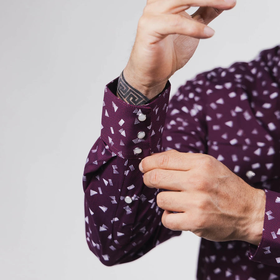 Camisa Hannover Estampada Punto Vino/Negro 348
