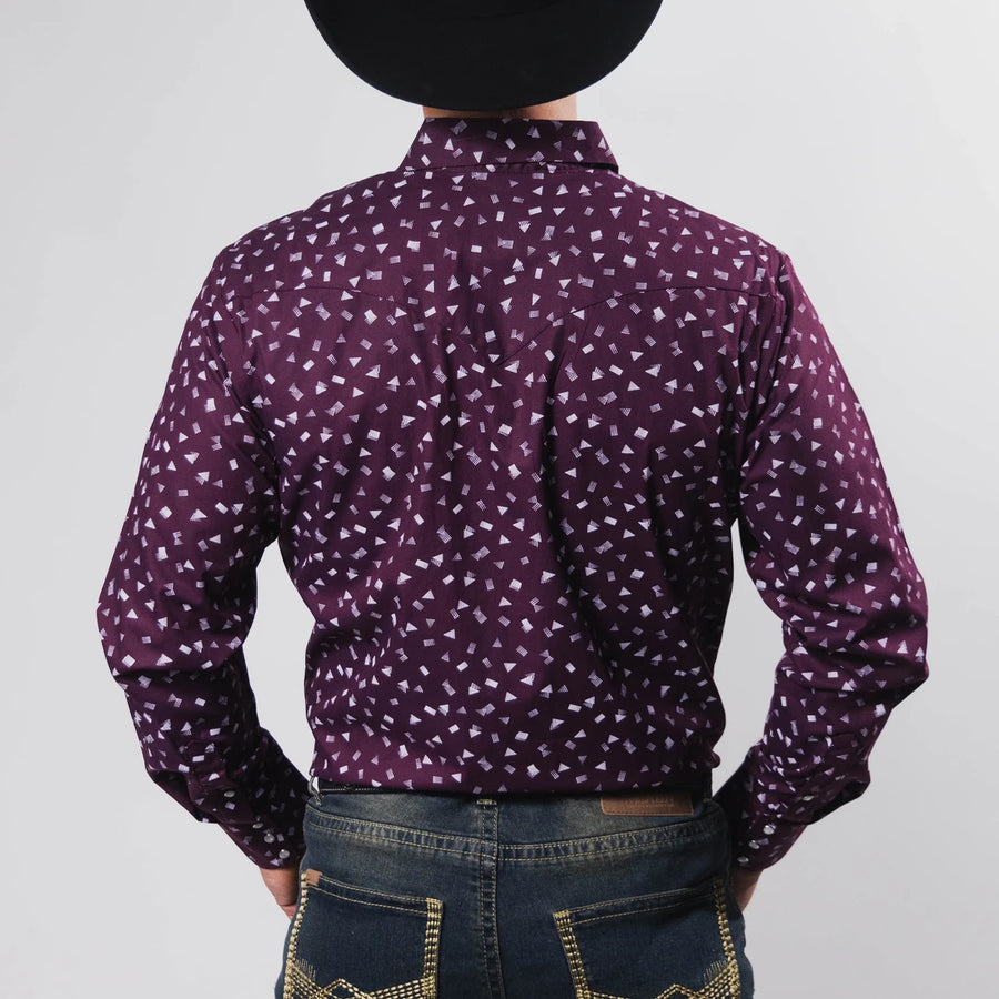 Camisa Hannover Estampada Punto Vino/Negro 348