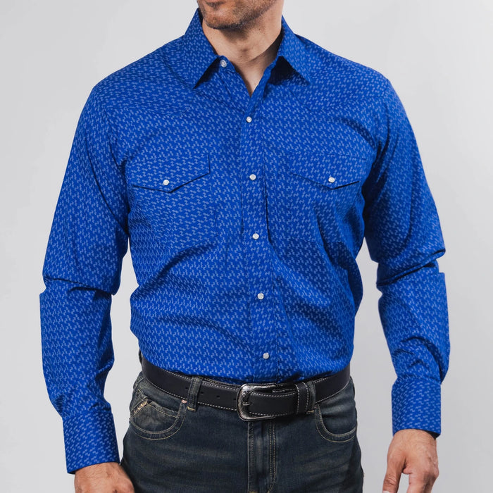 Camisa Hannover Estampada Punto Azul Rey / Blanco 349