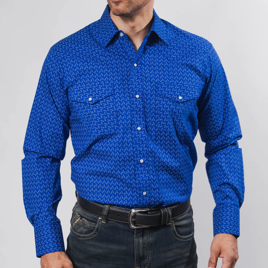 Camisa Hannover Estampada Punto Azul Rey / Blanco 349