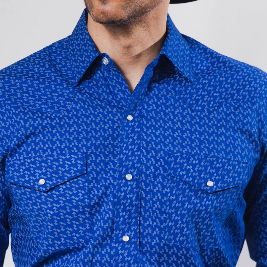 Camisa Hannover Estampada Punto Azul Rey / Blanco 349