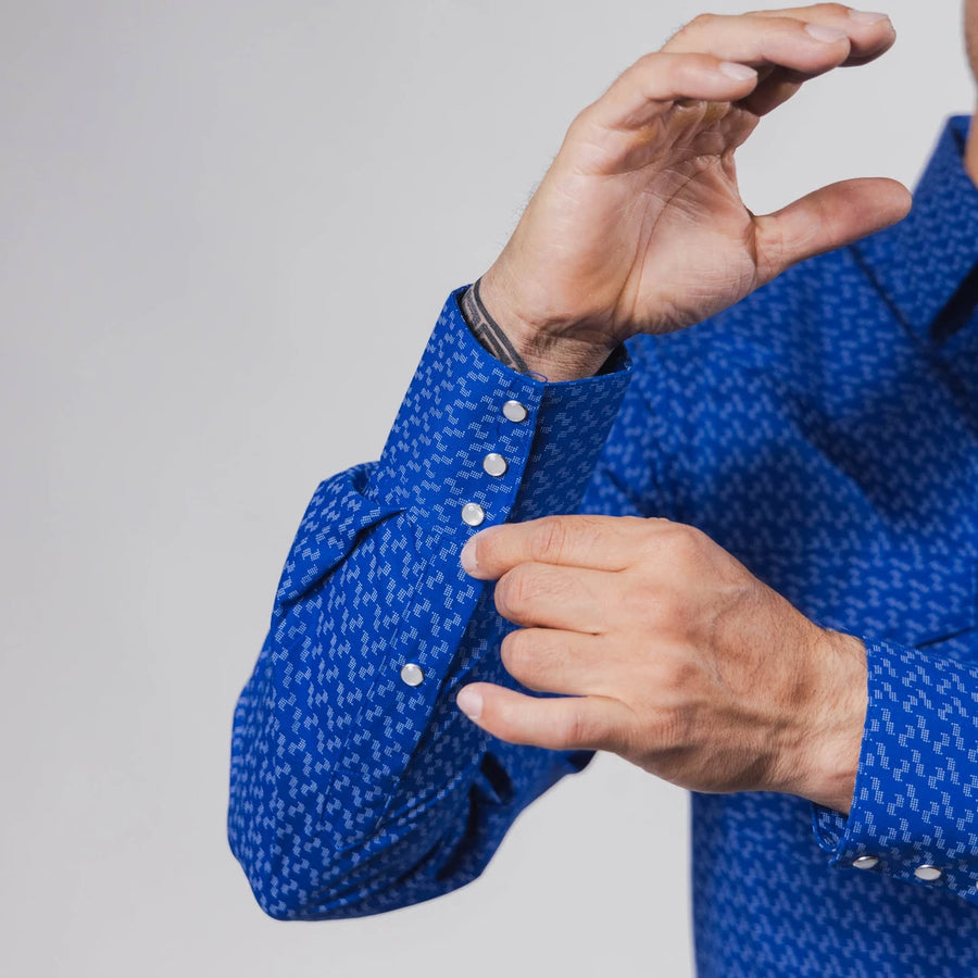 Camisa Hannover Estampada Punto Azul Rey / Blanco 349