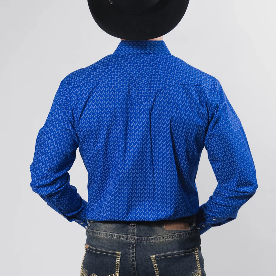 Camisa Hannover Estampada Punto Azul Rey / Blanco 349