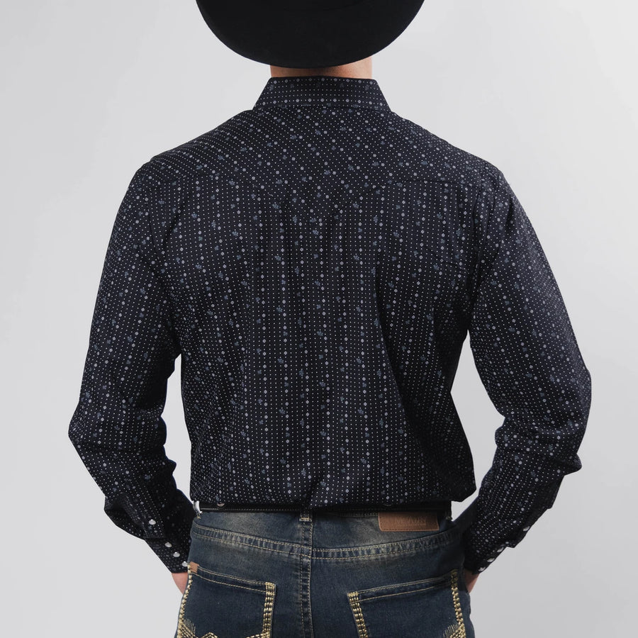 Camisa Hannover Estampada Punto Negro/Flor 350