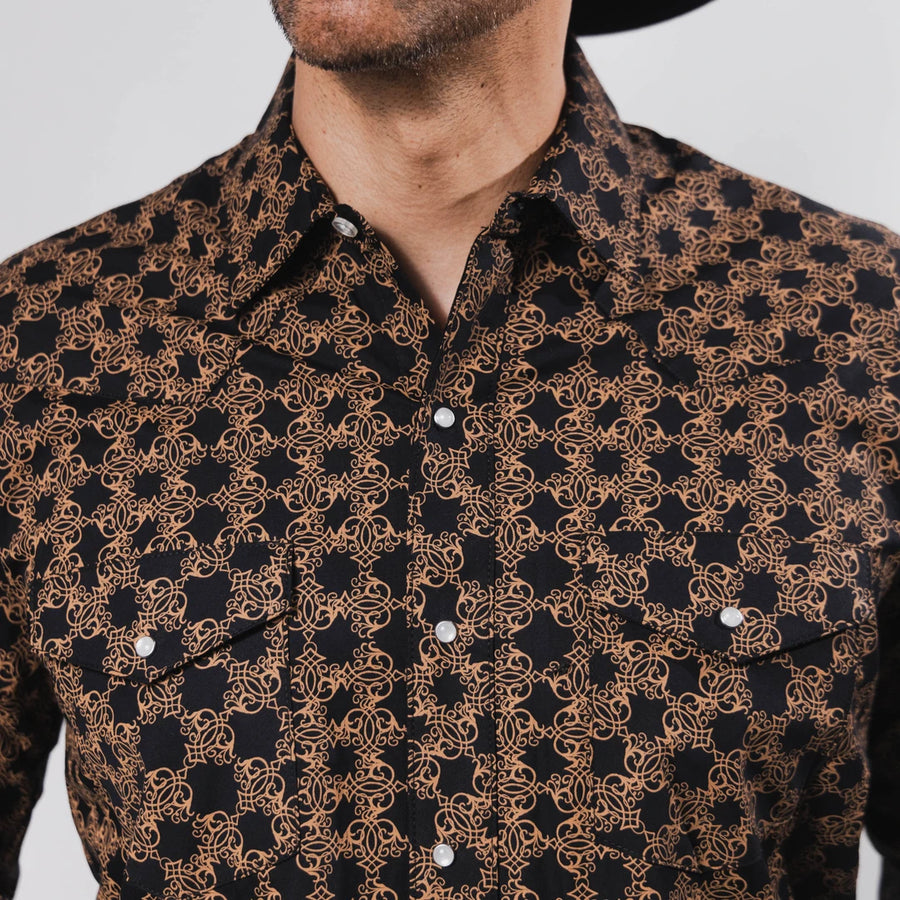 Camisa Hannover Estampada Negro/Dorado 354