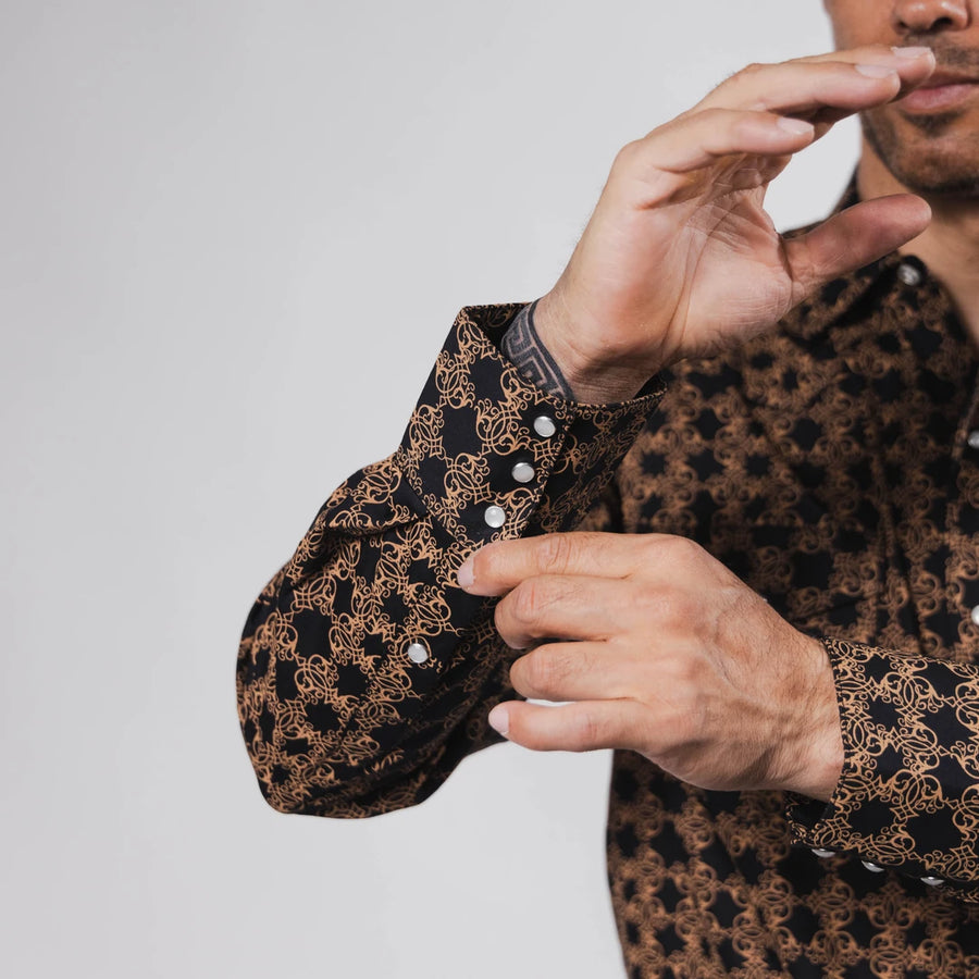 Camisa Hannover Estampada Negro/Dorado 354