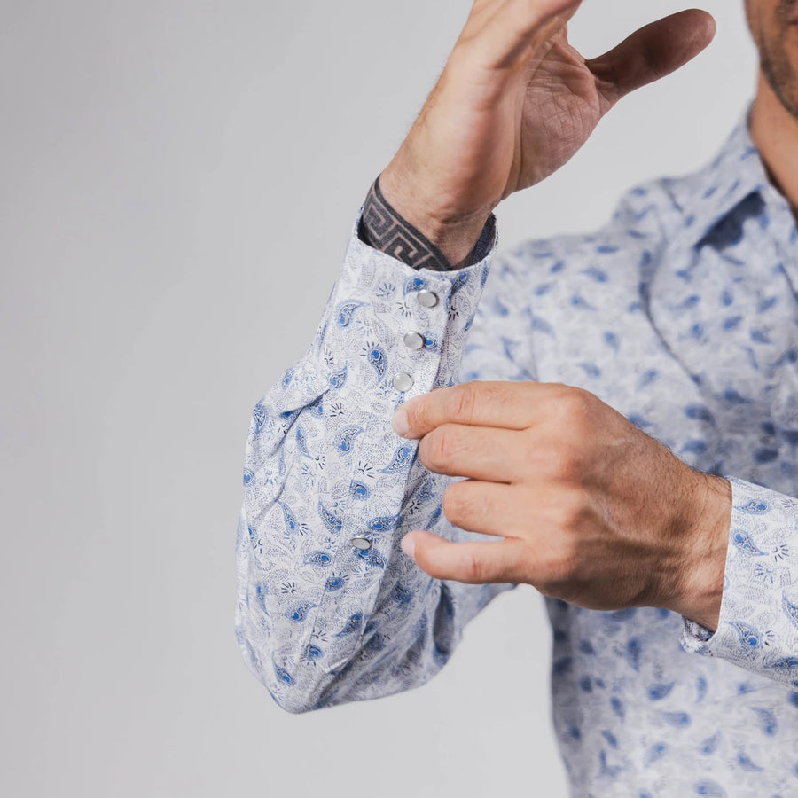Camisa Hannover Estampada Amibas Blanco/Azul 365