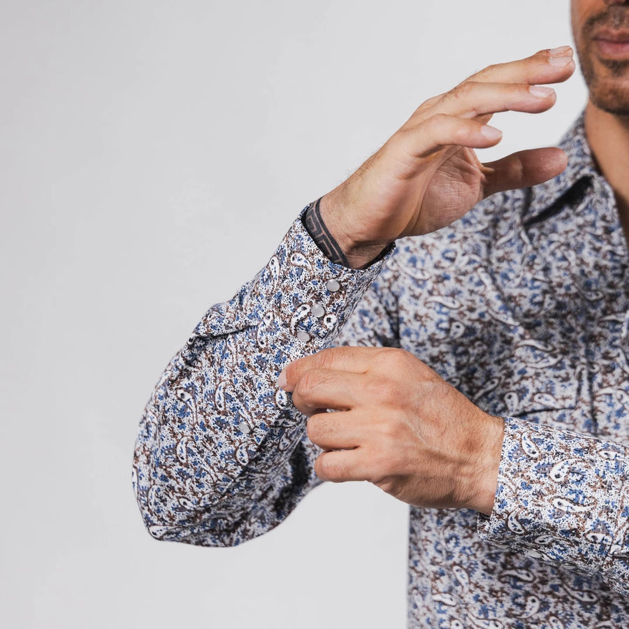 Camisa Hannover Estampada Amibas Blanco/Café/Azul 370