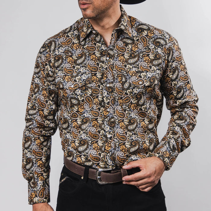 Camisa Hannover Estampada Amibas Negro/Amarillo 374