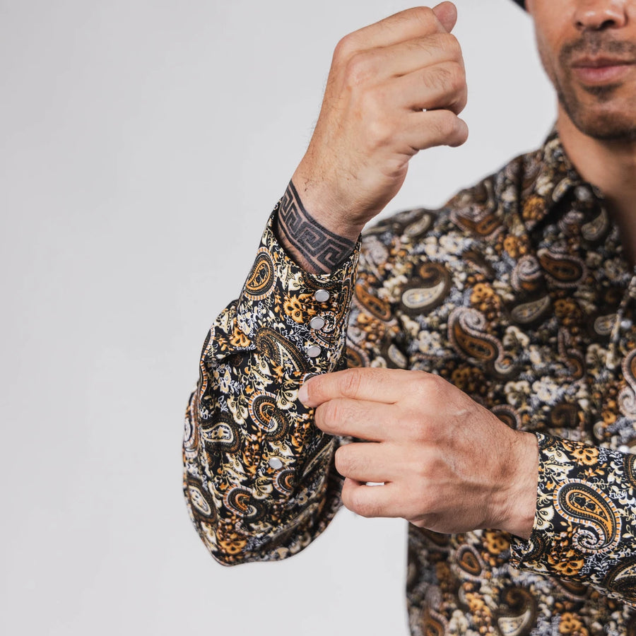 Camisa Hannover Estampada Amibas Negro/Amarillo 374