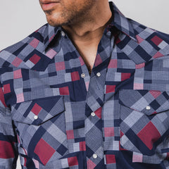Camisa Hannover Est Punto Azul/Vino 375