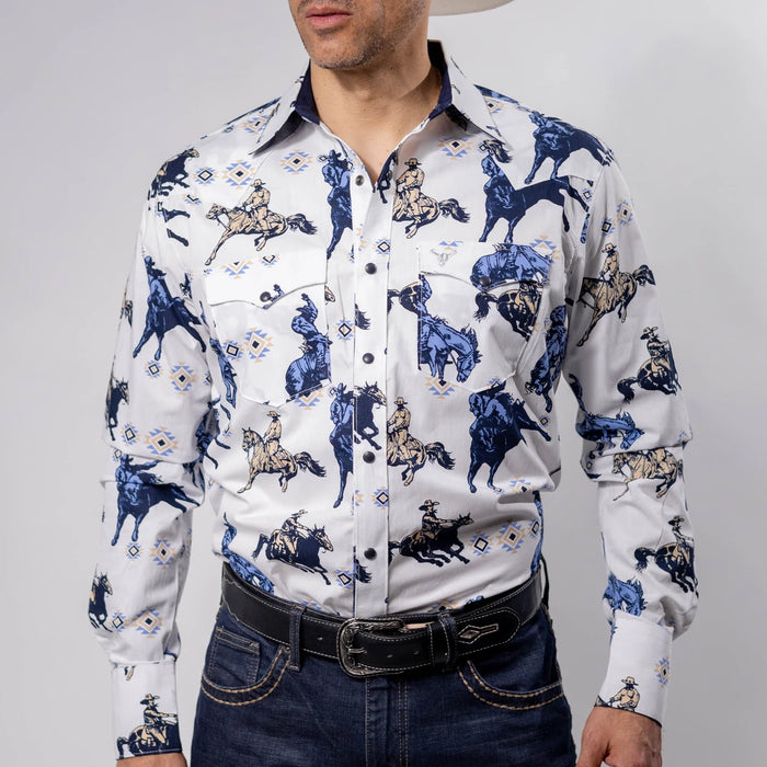 Camisa Cactus Estampada Horses Blanca 127