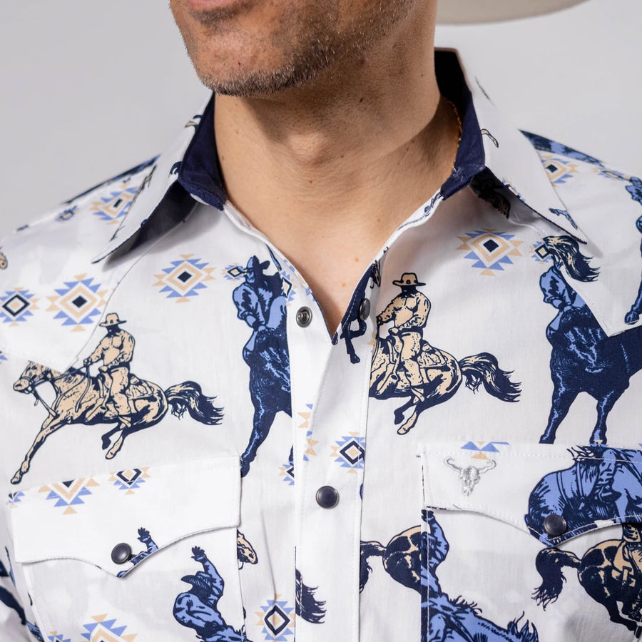 Camisa Cactus Estampada Horses Blanca 127