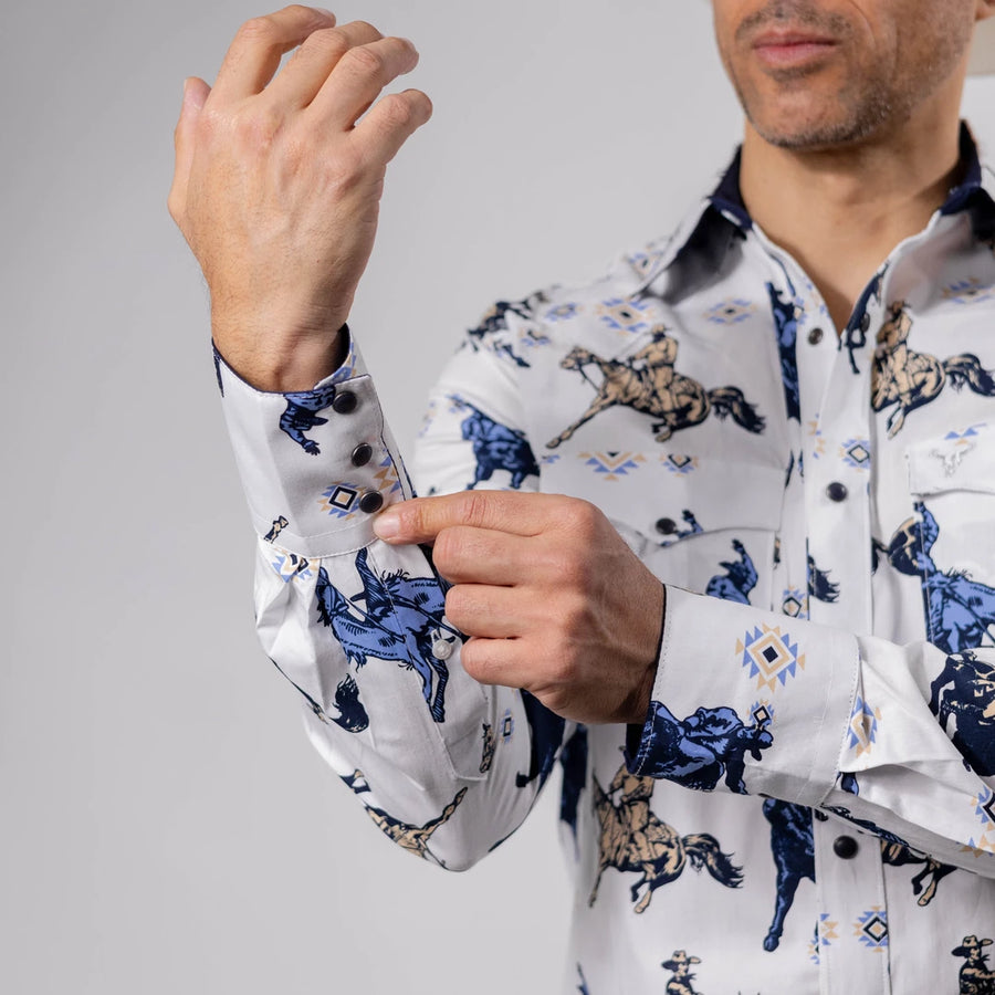 Camisa Cactus Estampada Horses Blanca 127
