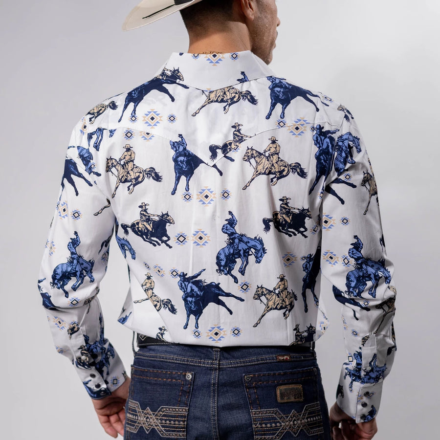 Camisa Cactus Estampada Horses Blanca 127