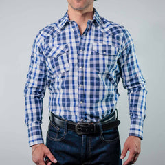 Camisa Custer Cuadros Valencia Blanco/Azul 018