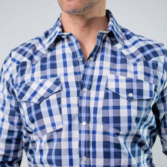 Camisa Custer Cuadros Valencia Blanco/Azul 018