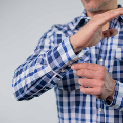 Camisa Custer Cuadros Valencia Blanco/Azul 018