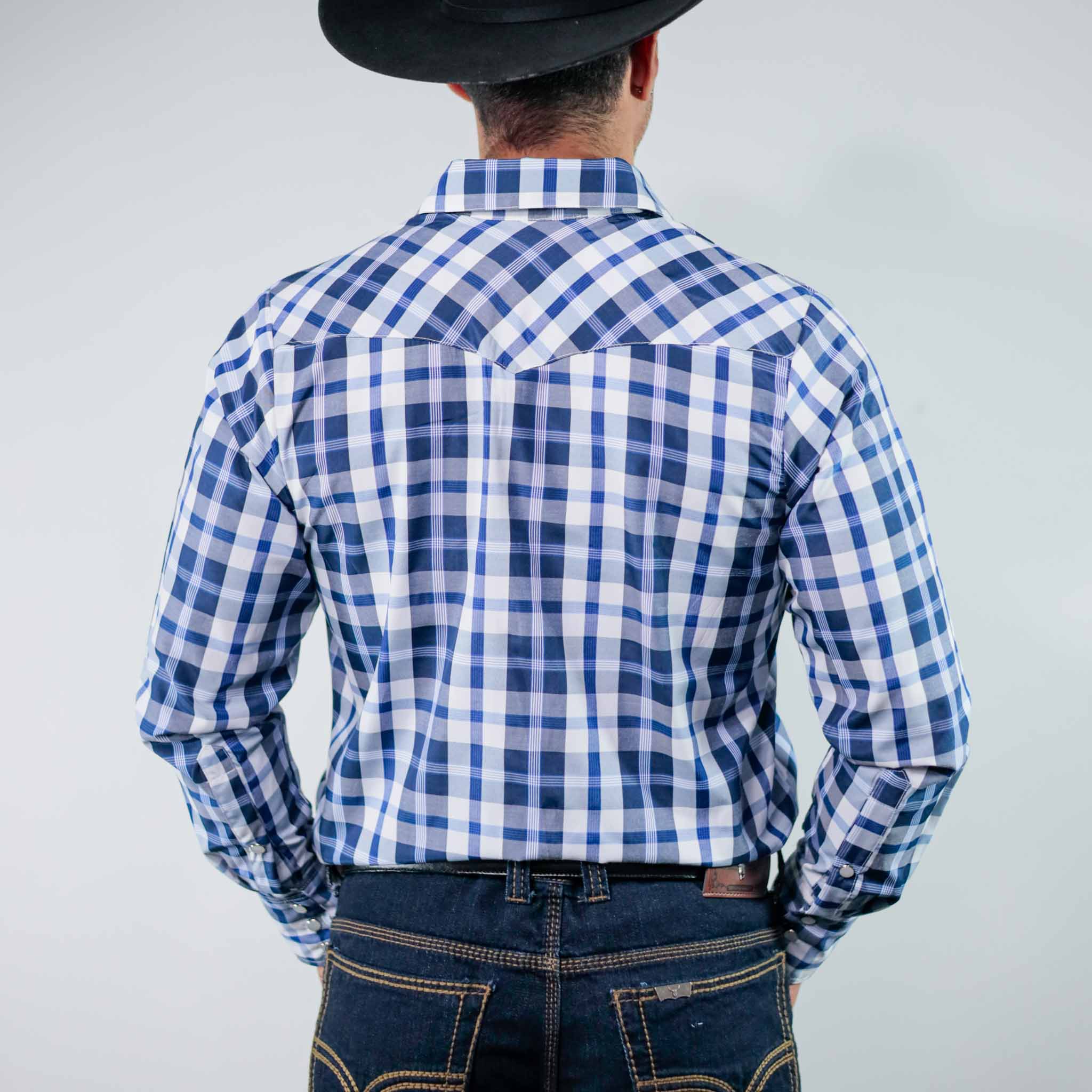 Camisa Custer Cuadros Valencia Blanco/Azul 018