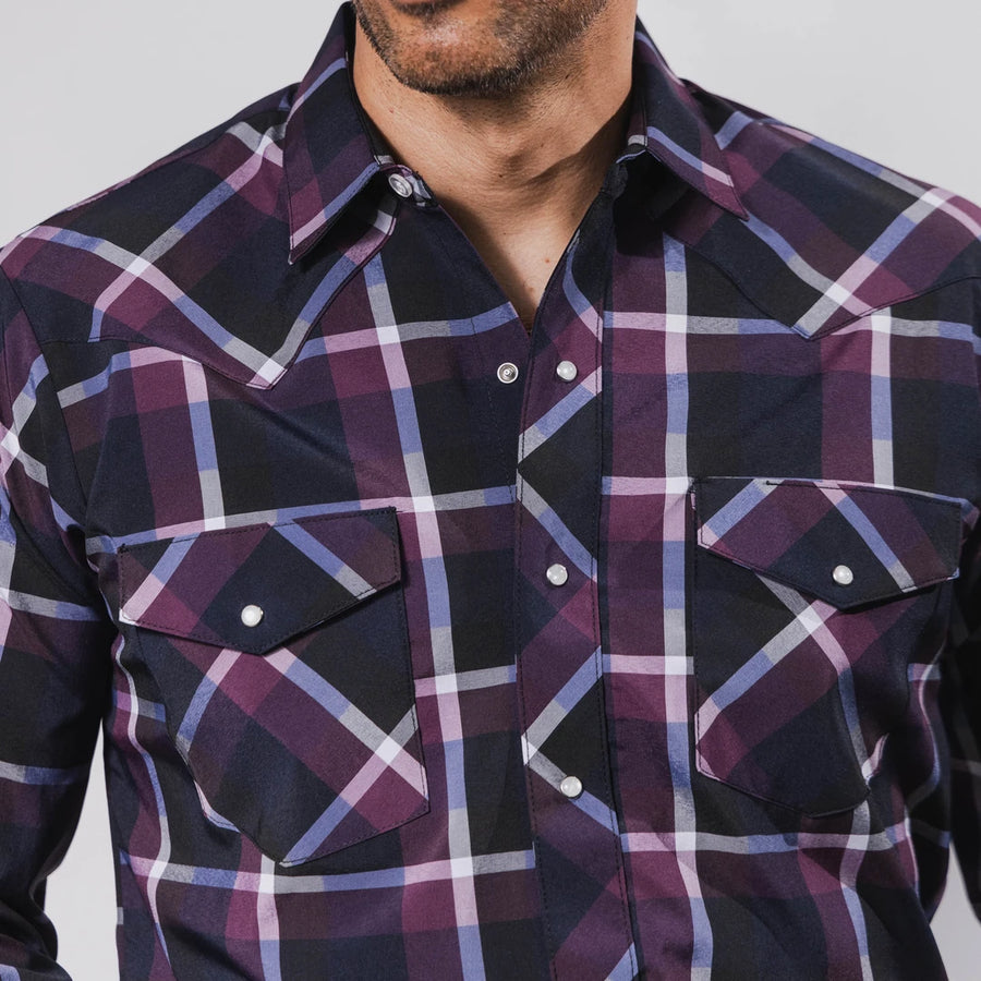 Camisa Hannover Cuadros Morado/Negro 339