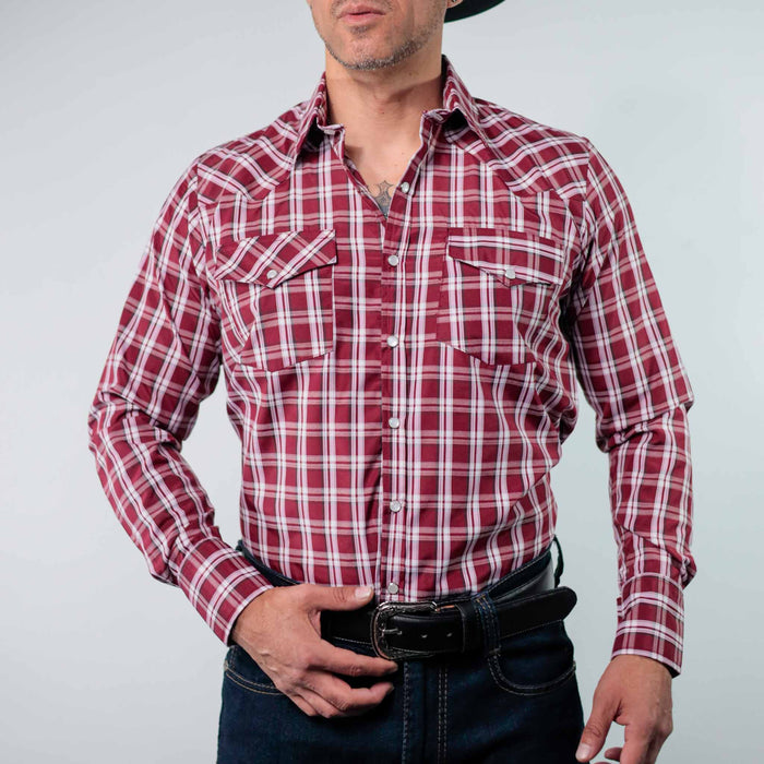 Camisa Custer Cuadros Valencia Vino/Blanco 019