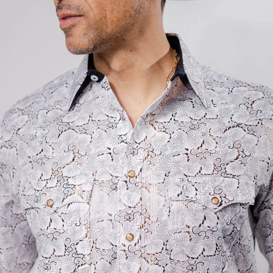 Camisa Cactus Estampada Flor Hojas Blanca 129