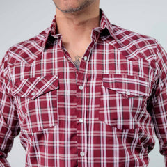 Camisa Custer Cuadros Valencia Vino/Blanco 019