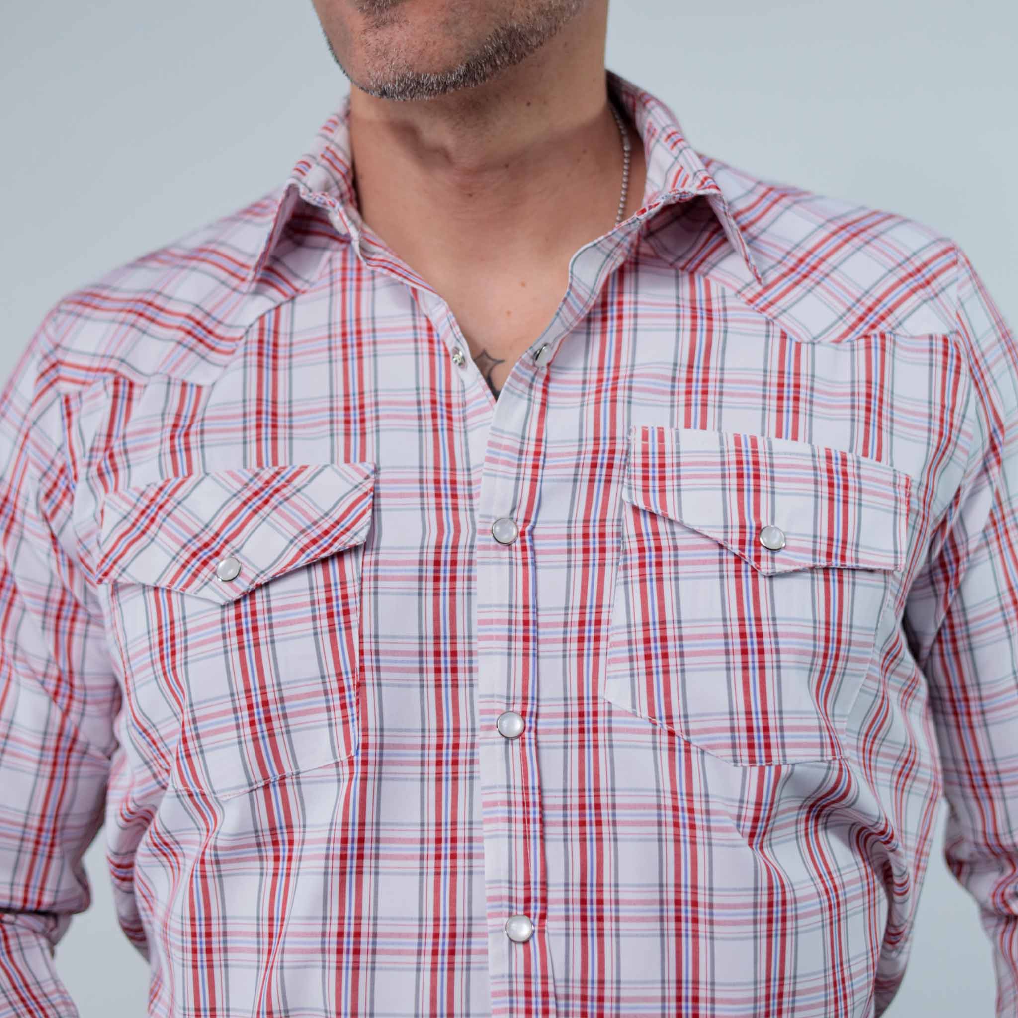 Camisa Custer Cuadros Valencia Blanco/Rojo 020