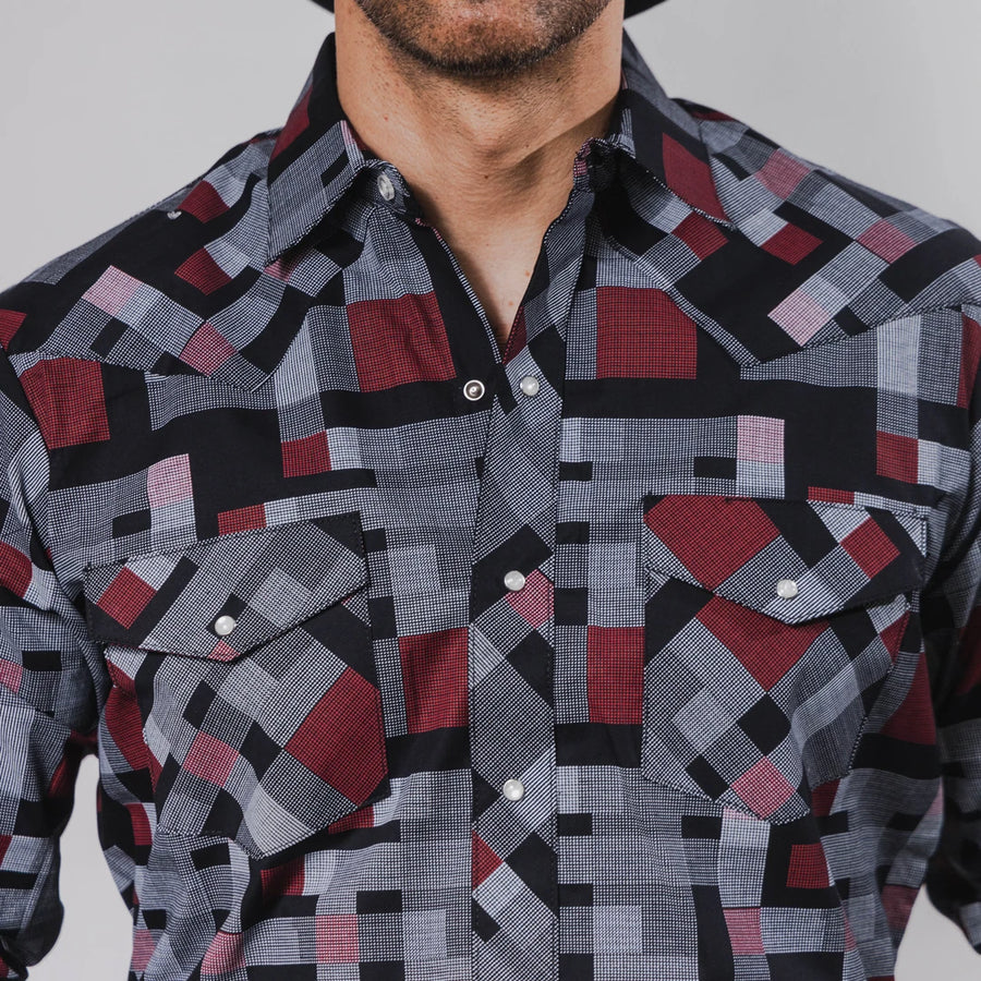 Camisa Hannover Estampada Punto Negro/Rojo 347