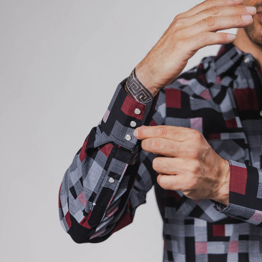 Camisa Hannover Estampada Punto Negro/Rojo 347