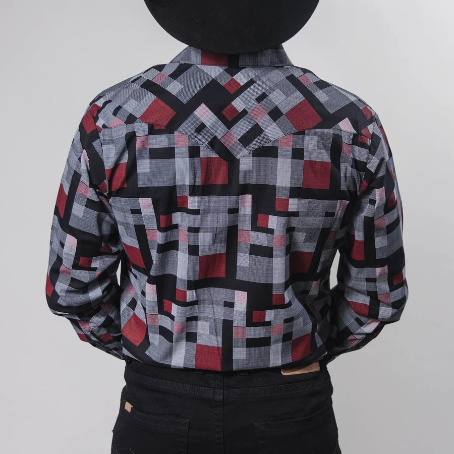 Camisa Hannover Estampada Punto Negro/Rojo 347