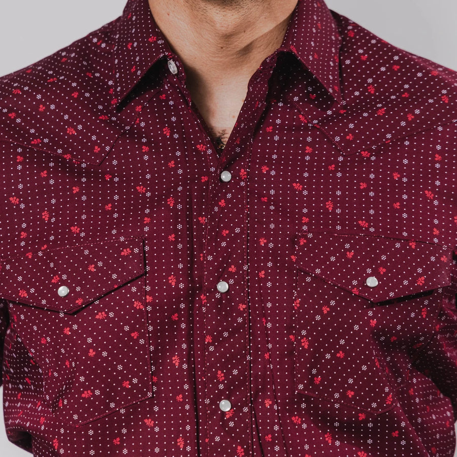 Camisa Hannover Estampada Punto Vino Flor/Blanco 351