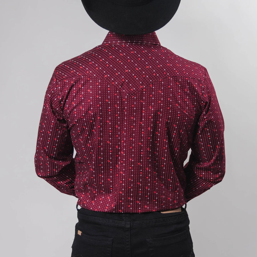Camisa Hannover Estampada Punto Vino Flor/Blanco 351