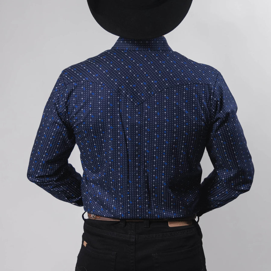 Camisa Hannover Estampada Punto Azul Flor/Blanco 352